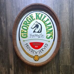 George Killian's Beer Barrrl Framed Tin Sign - Rare Vintage Hanging Wall Decor